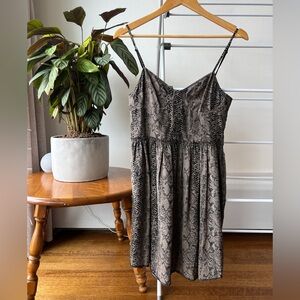 Aritzia Wilfred Silk Dress in Black and Cream Animal Print